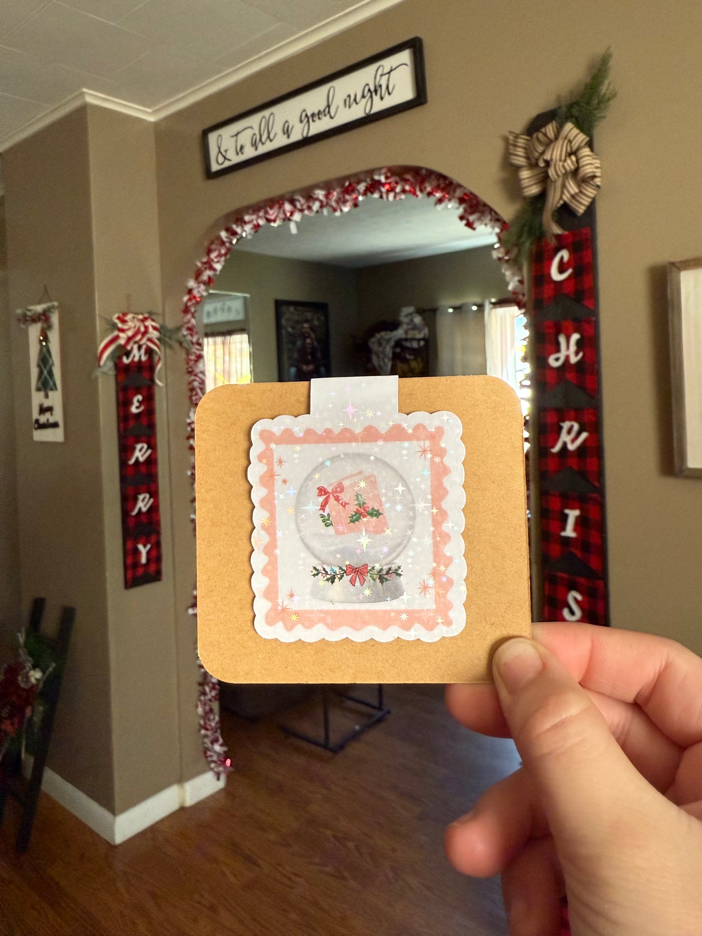Mistletoe Snow-globe Bookmark
